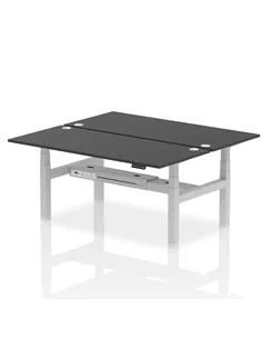Dynamic Air 1800 x 800mm Height Adjustable 2 Person Bench Desk Black Top Cable Ports HA03008