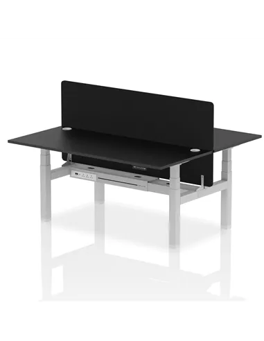 Dynamic Air 1800 x 800mm Height Adjustable 2 Person Bench Desk Black Top Cable Ports Screen HA03009