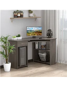 HOMCOM L-Shaped Corner Computer Desk w/ 2 Shelves Wide Worktop Keyboard Tray Drawer & CPU Stand Home Office Study Bedroom Furnit 2