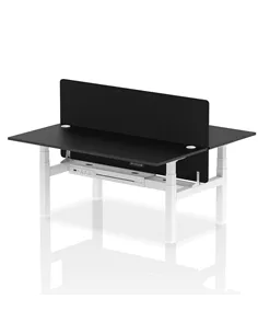 Dynamic Air 1800 x 800mm Height Adjustable 2 Person Bench Desk Black Top Cable Ports Screen HA03011