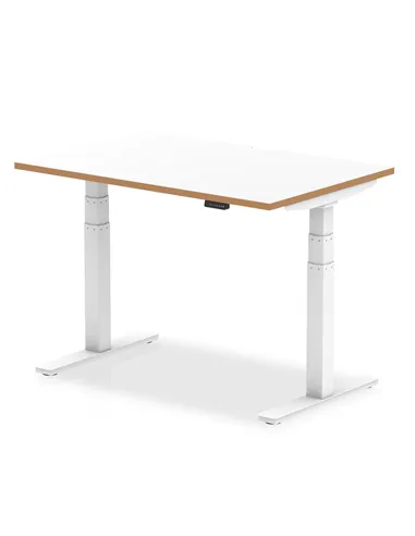 Dynamic Oslo 1200mm Height Adjustable Office Desk White Top Natural Wood Edge OSL0131