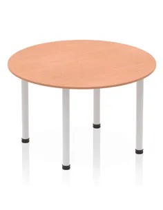 Dynamic Impulse 1200mm Round Table Beech Top Silver Post Leg I000080