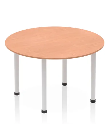 Dynamic Impulse 1200mm Round Table Beech Top Silver Post Leg I000080