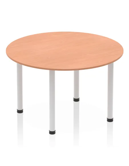Dynamic Impulse 1200mm Round Table Beech Top Silver Post Leg I000080