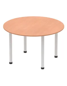 Dynamic Impulse 1200mm Round Table Beech Top Silver Post Leg I000080 2