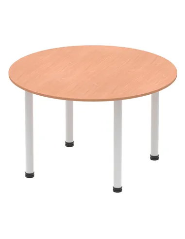Dynamic Impulse 1200mm Round Table Beech Top Silver Post Leg I000080