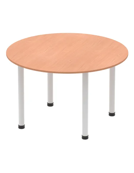 Dynamic Impulse 1200mm Round Table Beech Top Silver Post Leg I000080
