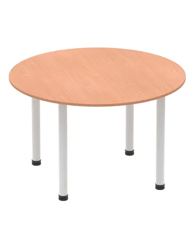 Dynamic Impulse 1200mm Round Table Beech Top Silver Post Leg I000080