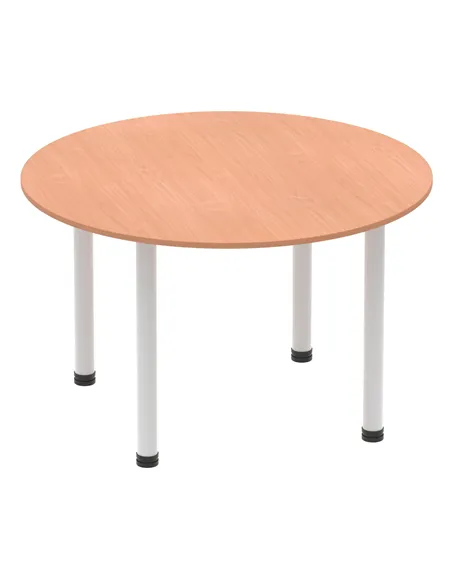 Dynamic Impulse 1200mm Round Table Beech Top Silver Post Leg I000080