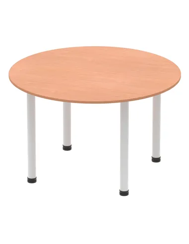 Dynamic Impulse 1200mm Round Table Beech Top Silver Post Leg I000080