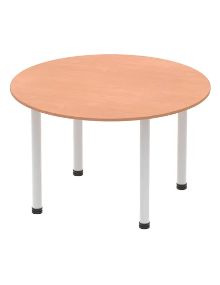 Dynamic Impulse 1200mm Round Table Beech Top Silver Post Leg I000080