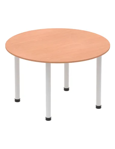 Dynamic Impulse 1200mm Round Table Beech Top Silver Post Leg I000080
