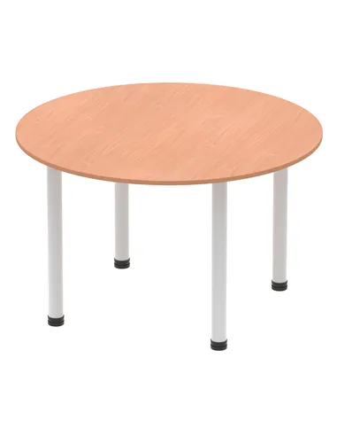 Dynamic Impulse 1200mm Round Table Beech Top Silver Post Leg I000080