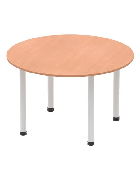 Dynamic Impulse 1200mm Round Table Beech Top Silver Post Leg I000080