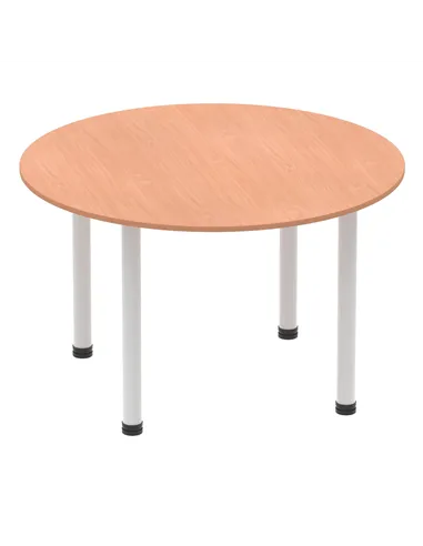 Dynamic Impulse 1200mm Round Table Beech Top Silver Post Leg I000080