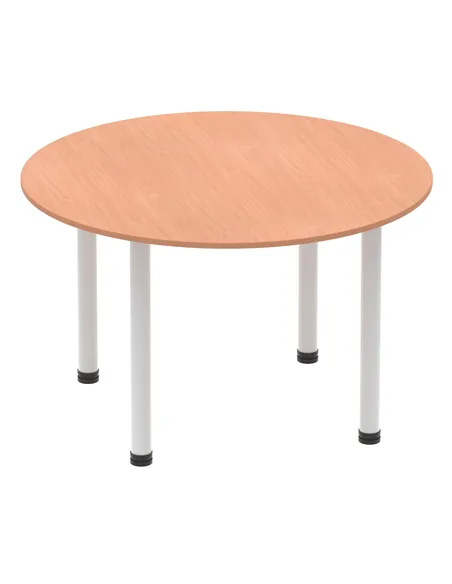 Dynamic Impulse 1200mm Round Table Beech Top Silver Post Leg I000080
