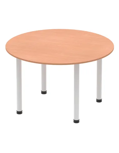 Dynamic Impulse 1200mm Round Table Beech Top Silver Post Leg I000080