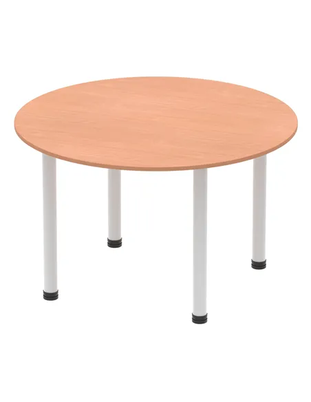 Dynamic Impulse 1200mm Round Table Beech Top Silver Post Leg I000080