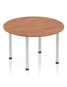 Dynamic Impulse 1200mm Round Table Walnut Top Silver Post Leg I000140