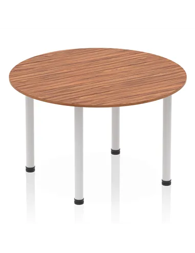 Dynamic Impulse 1200mm Round Table Walnut Top Silver Post Leg I000140