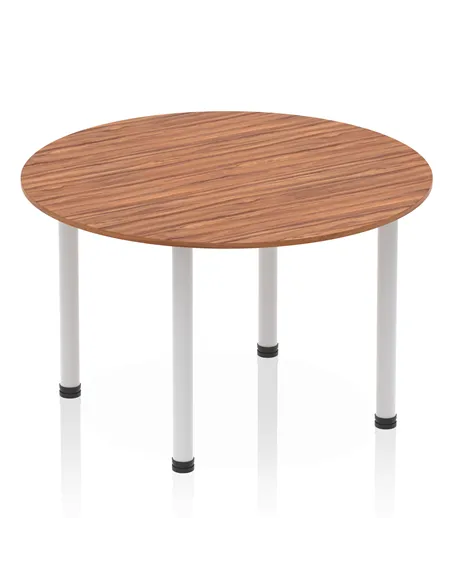 Dynamic Impulse 1200mm Round Table Walnut Top Silver Post Leg I000140