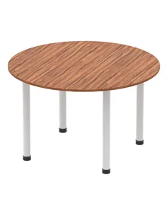 Dynamic Impulse 1200mm Round Table Walnut Top Silver Post Leg I000140 2