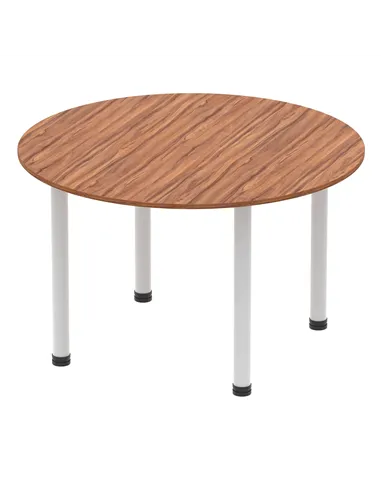 Dynamic Impulse 1200mm Round Table Walnut Top Silver Post Leg I000140