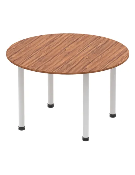 Dynamic Impulse 1200mm Round Table Walnut Top Silver Post Leg I000140