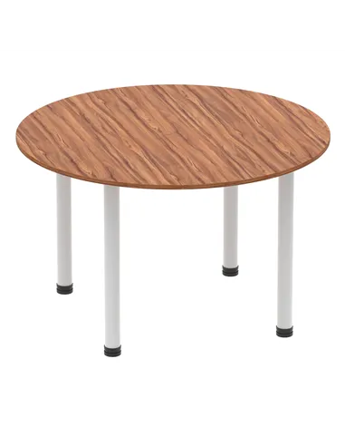 Dynamic Impulse 1200mm Round Table Walnut Top Silver Post Leg I000140