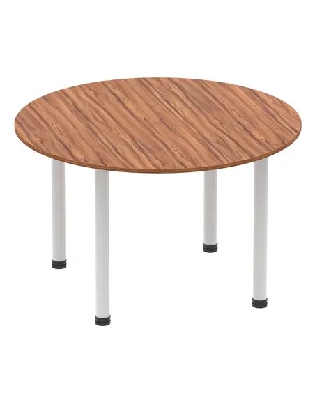 Dynamic Impulse 1200mm Round Table Walnut Top Silver Post Leg I000140