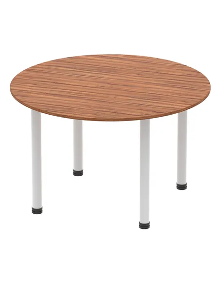 Dynamic Impulse 1200mm Round Table Walnut Top Silver Post Leg I000140