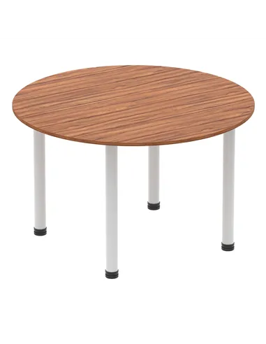 Dynamic Impulse 1200mm Round Table Walnut Top Silver Post Leg I000140