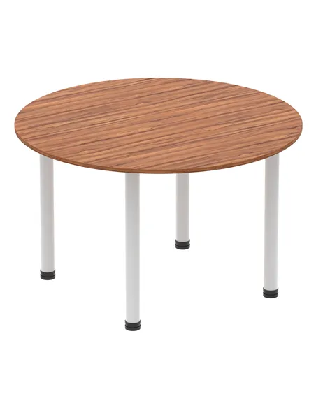 Dynamic Impulse 1200mm Round Table Walnut Top Silver Post Leg I000140
