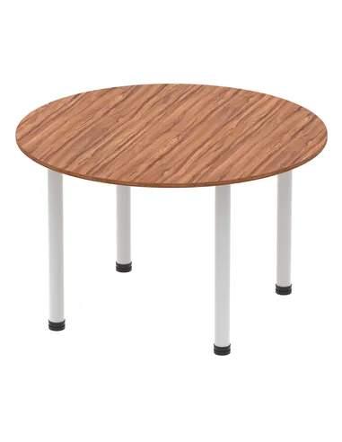 Dynamic Impulse 1200mm Round Table Walnut Top Silver Post Leg I000140