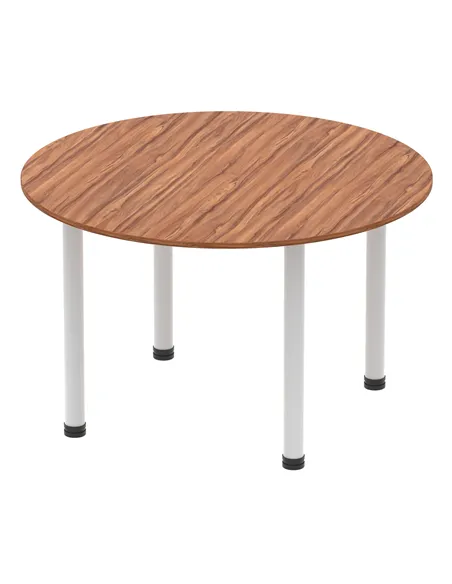 Dynamic Impulse 1200mm Round Table Walnut Top Silver Post Leg I000140