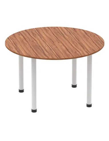 Dynamic Impulse 1200mm Round Table Walnut Top Silver Post Leg I000140