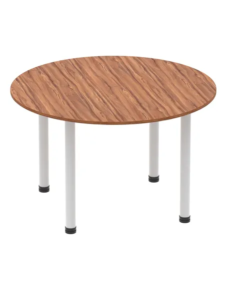 Dynamic Impulse 1200mm Round Table Walnut Top Silver Post Leg I000140
