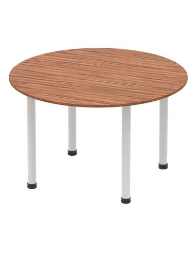Dynamic Impulse 1200mm Round Table Walnut Top Silver Post Leg I000140