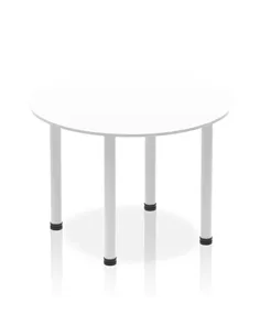 Dynamic Impulse 1000mm Round Table White Top Silver Post Leg I000199