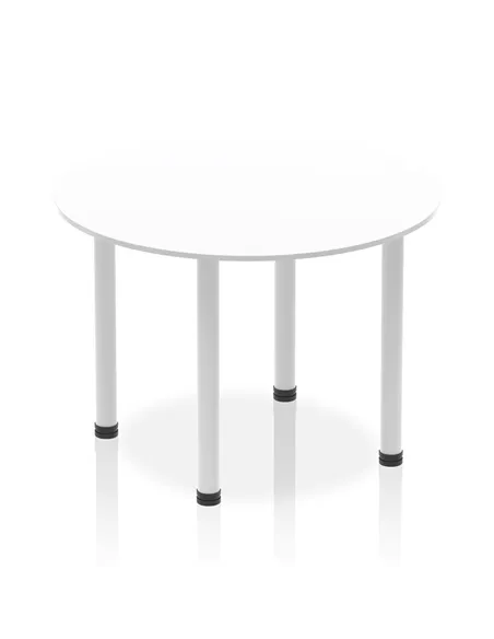 Dynamic Impulse 1000mm Round Table White Top Silver Post Leg I000199
