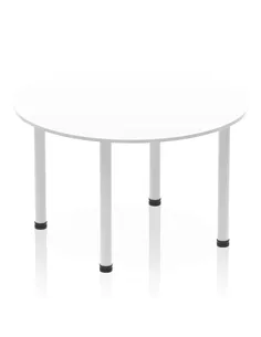 Dynamic Impulse 1200mm Round Table White Top Silver Post Leg I000200