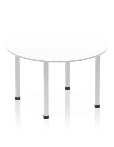 Dynamic Impulse 1200mm Round Table White Top Silver Post Leg I000200