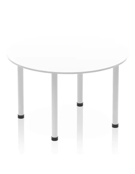 Dynamic Impulse 1200mm Round Table White Top Silver Post Leg I000200