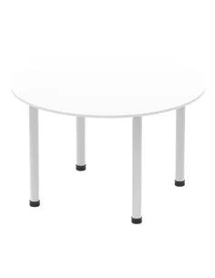 Dynamic Impulse 1200mm Round Table White Top Silver Post Leg I000200 2