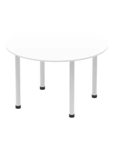 Dynamic Impulse 1200mm Round Table White Top Silver Post Leg I000200