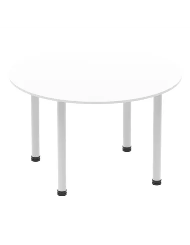 Dynamic Impulse 1200mm Round Table White Top Silver Post Leg I000200