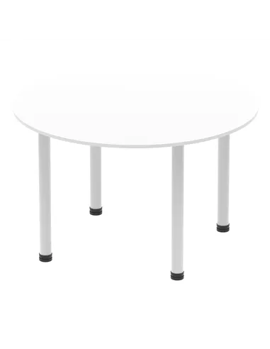 Dynamic Impulse 1200mm Round Table White Top Silver Post Leg I000200