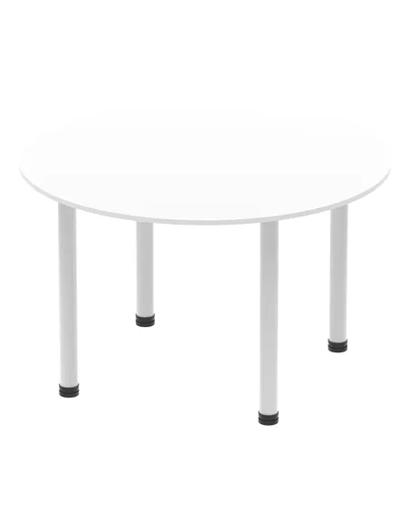 Dynamic Impulse 1200mm Round Table White Top Silver Post Leg I000200