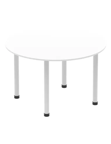 Dynamic Impulse 1200mm Round Table White Top Silver Post Leg I000200