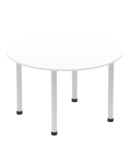 Dynamic Impulse 1200mm Round Table White Top Silver Post Leg I000200